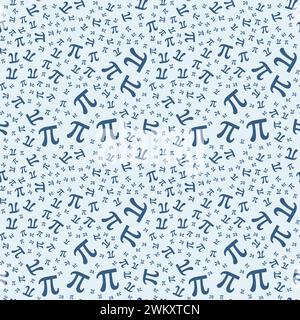 Blue Pi Sign Vector Education Concept pattern senza cuciture. Costante matematica background matematico Illustrazione Vettoriale