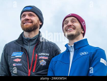 10.02.2024 Oberhof -WC Rennschlitten - Frauen - v.l.Toni Eggert und Sascha Benecken GER Pressefoto : Gerhard König WC-Rennschlitten *** 10 02 2024 Oberhof WC Luge Women f l Toni Eggert e Sascha Benecken GER Press Photo Gerhard König WC Luge Foto Stock