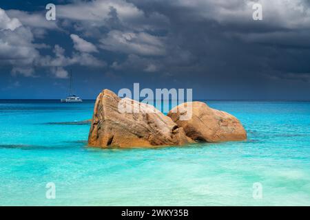 Spiaggia di Anse Lazio, Praslin, Seychelles Foto Stock