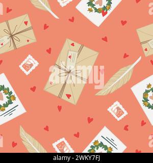 Lettere d'amore e motivi floreali Illustrazione Vettoriale