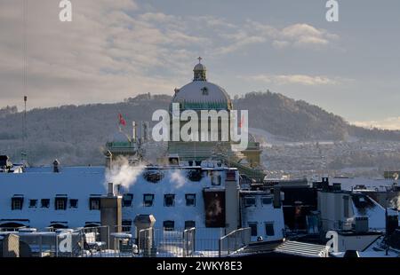 Palazzo Federale della Svizzera a Berna in una mattina d'inverno Foto Stock