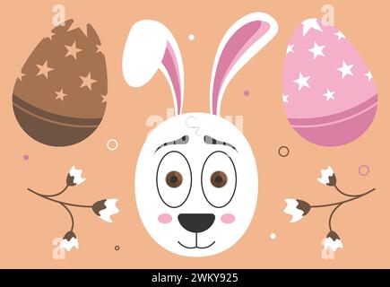 Set di elementi di Pasqua. Coniglietto pasquale e uova. Clip art di Pasqua Illustrazione Vettoriale