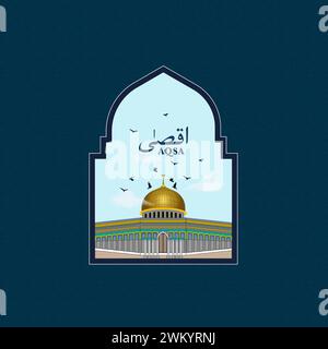 Moschea al-Aqsa in illustrazione vettoriale. Moschea di al-Aqsa nota anche come Moschea Qibli o Cappella Qibli. Illustrazione Vettoriale