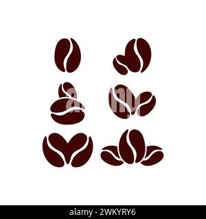 design con logo in chicchi di caffè. Icona Coffee Set Illustrazione Vettoriale