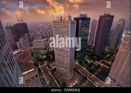 Vista sulla città dal Governo Metropolitano di edificio, quartiere di Shinjuku a Tokyo, Giappone Foto Stock