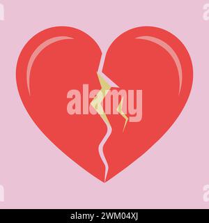 Due parti di cuore spezzato. Simbolo di rottura del cuore. Semplice illustrazione di clip art in stile vettoriale piatto. Illustrazione Vettoriale