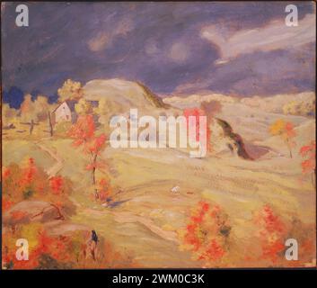 Louis Eilshemius, avvicinamento tempesta, pittura di paesaggio ad olio su cartone, 1890 Foto Stock