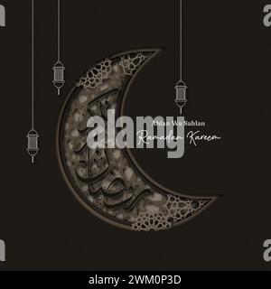 Concetto di intaglio del legno Ramadan Kareem Illustrazione Vettoriale