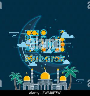 Illustrazione del biglietto di auguri EID Mubarak Illustrazione Vettoriale