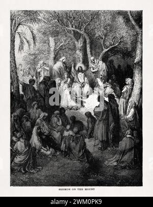 Disegno del "sermone sul monte" realizzato nel 1866 da Gustave Doré per illustrare una nuova edizione della Sacra Bibbia. Foto Stock