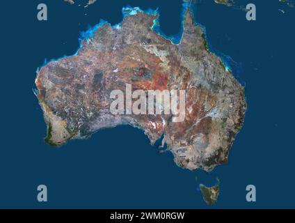 Immagine satellitare a colori dell'Australia. Foto Stock