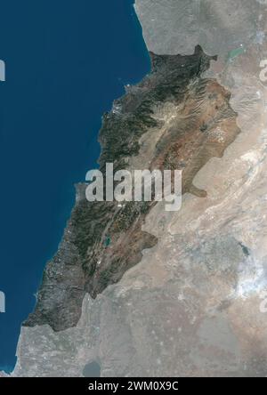Immagine satellitare a colori del Libano, con maschera. Foto Stock
