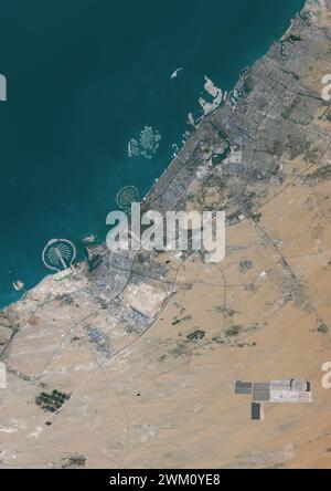 Immagine satellitare a colori di Dubai nel 2022. Foto Stock