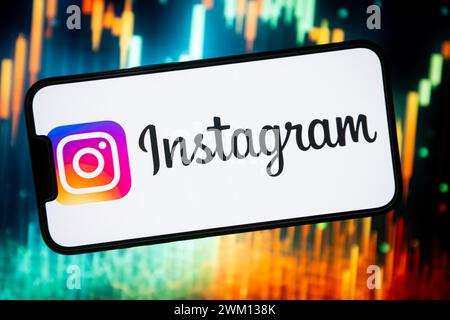 Polonia. 23 febbraio 2024. In questa immagine, un logo Instagram visualizzato su uno smartphone. (Credit Image: © Mateusz Slodkowski/SOPA Images via ZUMA Press Wire) SOLO PER USO EDITORIALE! Non per USO commerciale! Foto Stock
