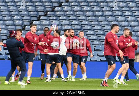 Scottish gas Murrayfield Stadium. Edinburgh.Scotland.UK. 23 Feb 24 . Sessione di allenamento dell'Inghilterra per la partita della Guinness Six Nations Series contro Scozia . Crediti: eric mccowat/Alamy Live News Foto Stock