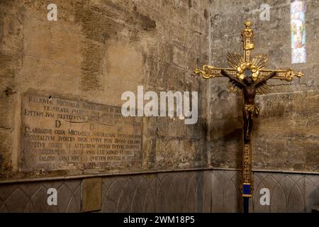 3833208 Tomba di Nostradamus; (add.info.: Tomba di Nostradamus, Collégiale Chiesa di San Lorenzo, Salon-de-Provence (Francia), in cui i suoi resti sparsi furono trasferiti dopo il 1789); © Marcello Mencarini. Tutti i diritti riservati 2024. Foto Stock