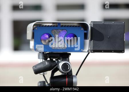 Monitoraggio CCTV, controllo del traffico stradale telecamere CCTV, polizia stradale Foto Stock