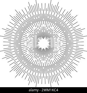 fascio di stelle nere vettoriali o raggi solari isolato su sfondo bianco. design retro fuochi d'artificio. illustrazione sunburst Illustrazione Vettoriale