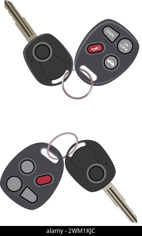 icone dei tasti auto vettoriali isolate su sfondo bianco. tasti e simboli di allarme per auto in stile piatto Illustrazione Vettoriale