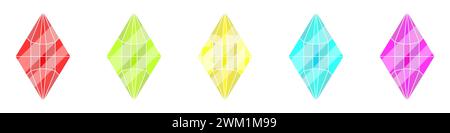 Set di logo Diamond. Set di gioielli vettoriali in rubini lucidi. Illustrazione Vettoriale