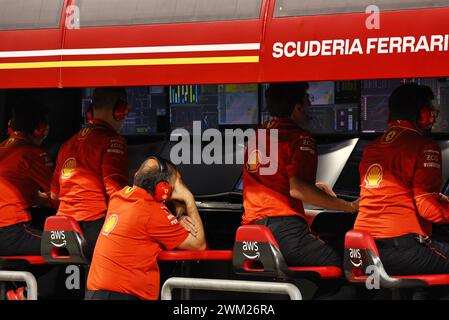 Sakhir, Bahrein. 23 febbraio 2024. Cavalletto Ferrari. Formula 1 Testing, giorno tre, venerdì 23 febbraio 2024. Sakhir, Bahrein. Crediti: James Moy/Alamy Live News Foto Stock