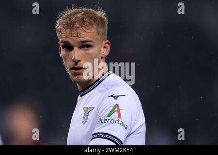 Torino, Italia. 22 febbraio 2024. Gustav Isaksen della SS Lazio guarda durante la partita di serie A allo Stadio grande Torino. Il credito per immagini dovrebbe essere: Jonathan Moscrop/Sportimage Credit: Sportimage Ltd/Alamy Live News Foto Stock