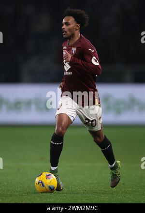 Torino, Italia. 22 febbraio 2024. Valentino Lazaro del Torino FC durante la partita di serie A allo Stadio grande Torino. Il credito per immagini dovrebbe essere: Jonathan Moscrop/Sportimage Credit: Sportimage Ltd/Alamy Live News Foto Stock