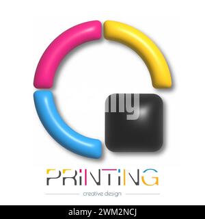 Logo astratto per stampa digitale 3d o fotografica. Modello vettoriale di un marchio, logo, adesivo o adesivo. L'idea del design creativo e del design tematico Illustrazione Vettoriale
