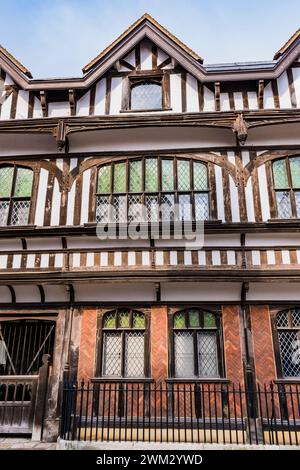 Dettagli. Southampton Tudor House. L'edificio in legno è stato costruito alla fine del XV secolo. Southampton, Hampshire, Inghilterra, Regno Unito, Regno Unito, E Foto Stock