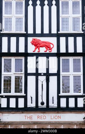 Dettaglio della facciata. Pub Red Lion su Southampton High Street. Southampton, Hampshire, Inghilterra, Regno Unito, Regno Unito, Europa Foto Stock