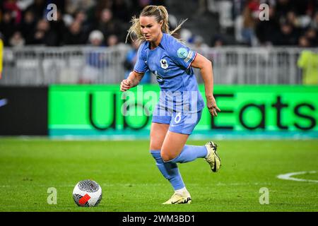 Decines Charpieu, Francia. 23 febbraio 2024. © Matthieu Mirville/MAXPPP - Decines-Charpieu 23/02/2024 Amandine ENRICO di Francia durante la semifinale della UEFA Women's Nations League tra Francia e Germania allo stadio Groupama il 23 febbraio 2024 a Decines-Charpieu vicino a Lione, Francia. Crediti: MAXPPP/Alamy Live News Foto Stock