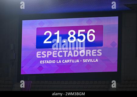SIVIGLIA - numero di spettatori durante la semifinale della UEFA Nations League tra Spagna e Paesi Bassi all'Estadio de la Cartuja il 23 febbraio 2024 a Siviglia, Spagna. ANP GERRIT VAN COLOGNE Foto Stock