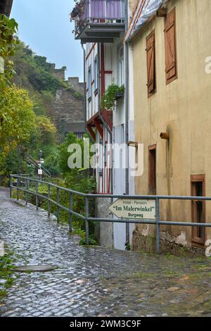 Passeggiando per Bacharach, piccola e pittoresca cittadina tedesca Foto Stock