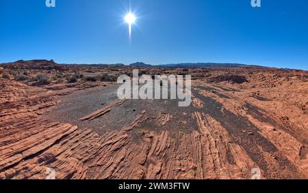 Pietre di ghiaia riflettenti su alcune arenarie ondulate vicino allo Spur Canyon, appena a nord del punto panoramico principale di Horseshoe Bend, Arizona. Foto Stock