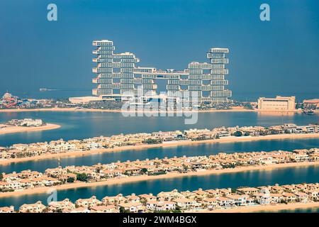 Royal Atlantis hotel e residenze vista dal mare, Dubai, Emirati Arabi Uniti. Novembre 27th, 2022. Foto Stock