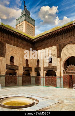 Medersa Bou Inania, Fez El-Bali, Fes, Marocco Foto Stock