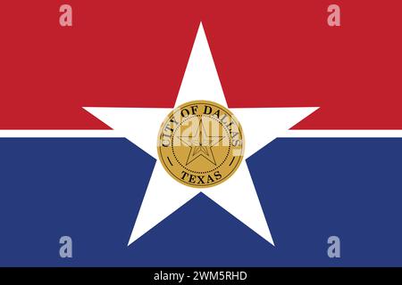 Bandiera della città statunitense di DALLAS, TEXAS Illustrazione Vettoriale