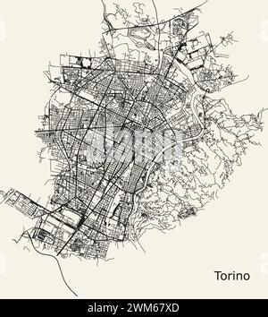 Mappa della città di Torino Illustrazione Vettoriale