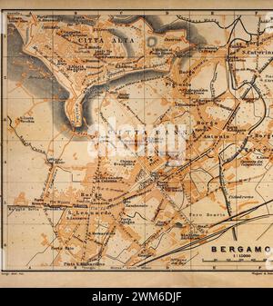Bergamo, Northern Italy Handbook for Travellers, Baedeker 1906. Foto Stock