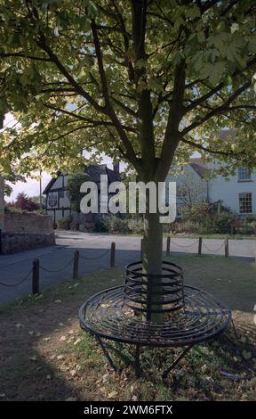 Un esterno del pub del National Trust, il Fleece Inn, Bretforton, Worcestershire, in un giorno di settembre quando la Sealed Knot Society stava dando una diciassettesima rievocazione della guerra civile inglese Foto Stock