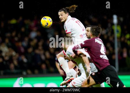 Salerno, Italia. 24 febbraio 2024. Milan Djuric dell'AC Monza durante la partita di serie A tra US Salernitana e AC Monza allo Stadio Arechi il 24 febbraio 2024 a Salerno. Crediti: Giuseppe Maffia/Alamy Live News Foto Stock
