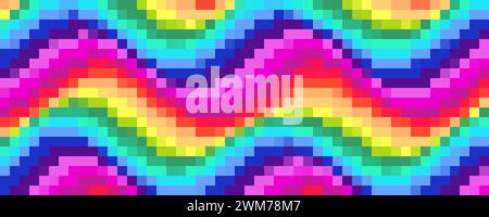 Sfondo pixellato multicolore. Colori arcobaleno. Colori motivi quadrati. Illustrazione Vettoriale