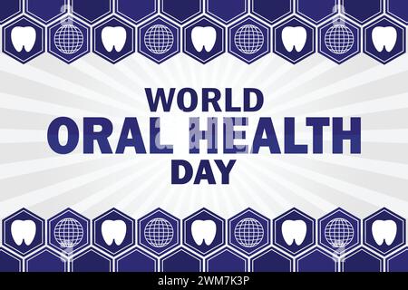 Carta da parati World Oral Health Day con tipografia. Giornata Mondiale della salute orale, background Illustrazione Vettoriale