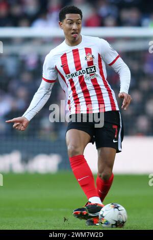 Sunderland sabato 24 febbraio 2024. Jobe Bellingham di Sunderland durante la partita del Campionato Sky Bet tra Sunderland e Swansea City allo Stadio della luce di Sunderland, sabato 24 febbraio 2024. (Foto: Michael driver | mi News) crediti: MI News & Sport /Alamy Live News Foto Stock