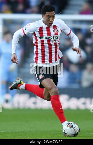 Sunderland sabato 24 febbraio 2024. Jobe Bellingham di Sunderland durante la partita del Campionato Sky Bet tra Sunderland e Swansea City allo Stadio della luce di Sunderland, sabato 24 febbraio 2024. (Foto: Michael driver | mi News) crediti: MI News & Sport /Alamy Live News Foto Stock