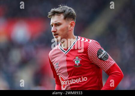 Southampton, Regno Unito. 24 febbraio 2024. Southampton centrocampista David Brooks (36) ritratto durante il Southampton FC contro Millwall FC allo St.Mary's Stadium, Southampton, Inghilterra, Regno Unito il 24 febbraio 2024 Credit: Every Second Media/Alamy Live News Foto Stock