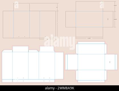 Scorrevole con manico per fune cassone per pattini dimensioni extra large 14,5 X 8,5 X 5,5 cm modello per linea di stampi | cassetto estraibile con manico per fune linea di stampi per scatole rigide Illustrazione Vettoriale