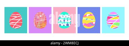 Buono di auguri di buona Pasqua. Illustrazione geometrica dell'uovo di Pasqua. Ripetizione geometrica. Modello di progettazione vettoriale per le vacanze di Pasqua. Collezione di modelli eleganti e alla moda della Easter Card. Vettore stock.. Illustrazione Vettoriale