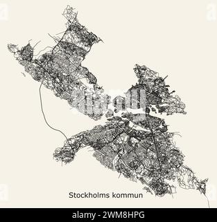 Mappa stradale della città di Stoccolma, Svezia Illustrazione Vettoriale