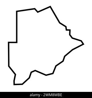 Silhouette nera spessa in Botswana. Mappa semplificata. Icona vettoriale isolata su sfondo bianco. Illustrazione Vettoriale
